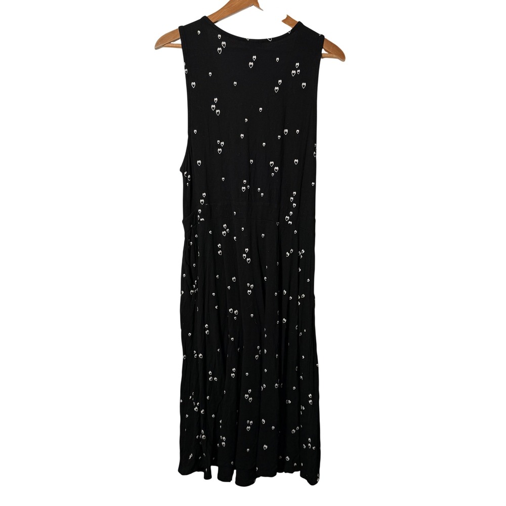 Torrid Black Heart Print Sleeveless Surplice Midi Dress Plus Size 1 1X - Picture 4 of 5